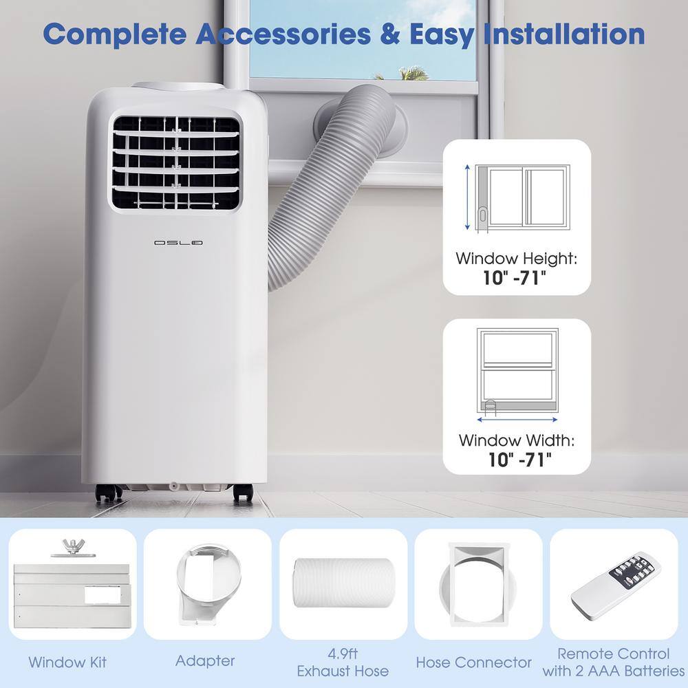 Costway 8000 BTU Portable Air Conditioner Cools 250 Sq. Ft. with Dehumidifier Remote in White OSP1-05