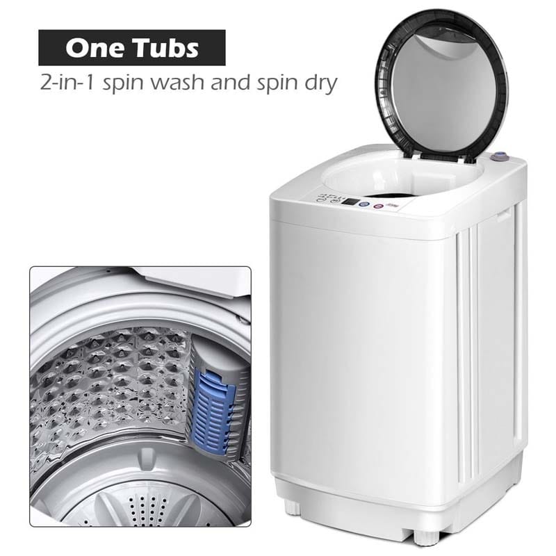 8 LBS 2-in-1 Portable Washing Machine with Drain Pump, Top Load Washer Dryer Combo for RV Dorm Apartment