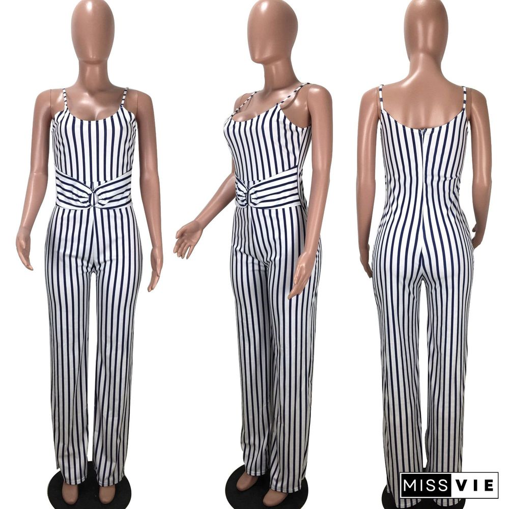 Trendy Striped Suspender Jumpsuit