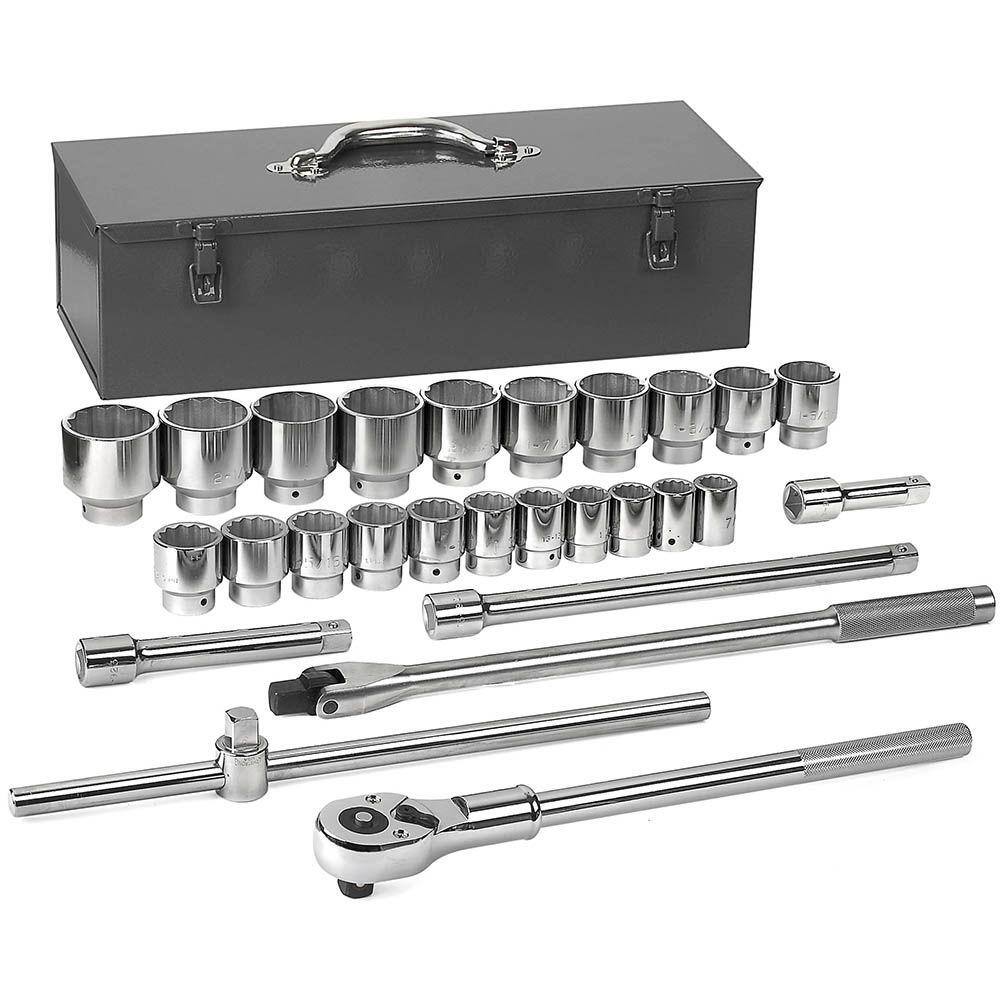 GEARWRENCH 34 in. Drive 12-Point SAE 24-Tooth Ratchet and Socket Mechanics Tool Set (27-Piece) 80880