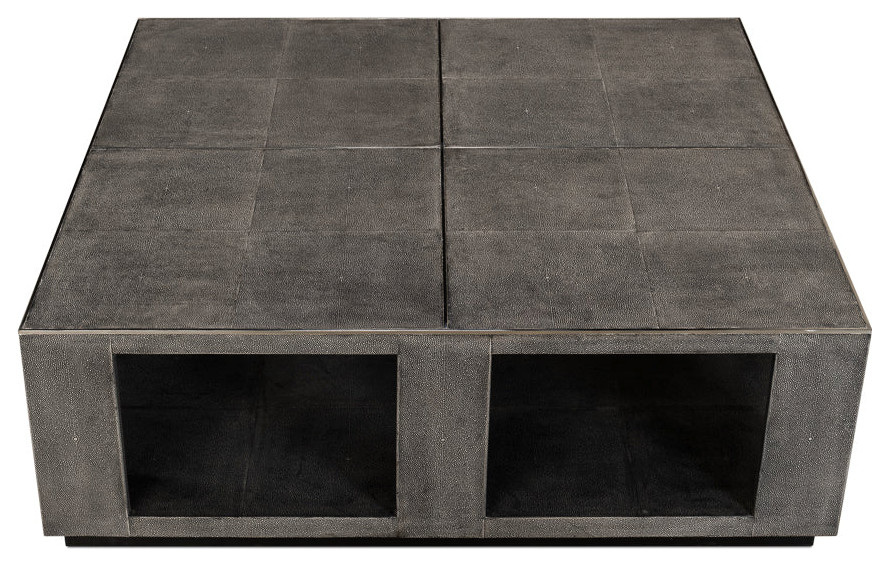 Partners Shagreen Leather Square Coffee Table   Contemporary   Coffee Tables   by Sideboards and Things  Houzz