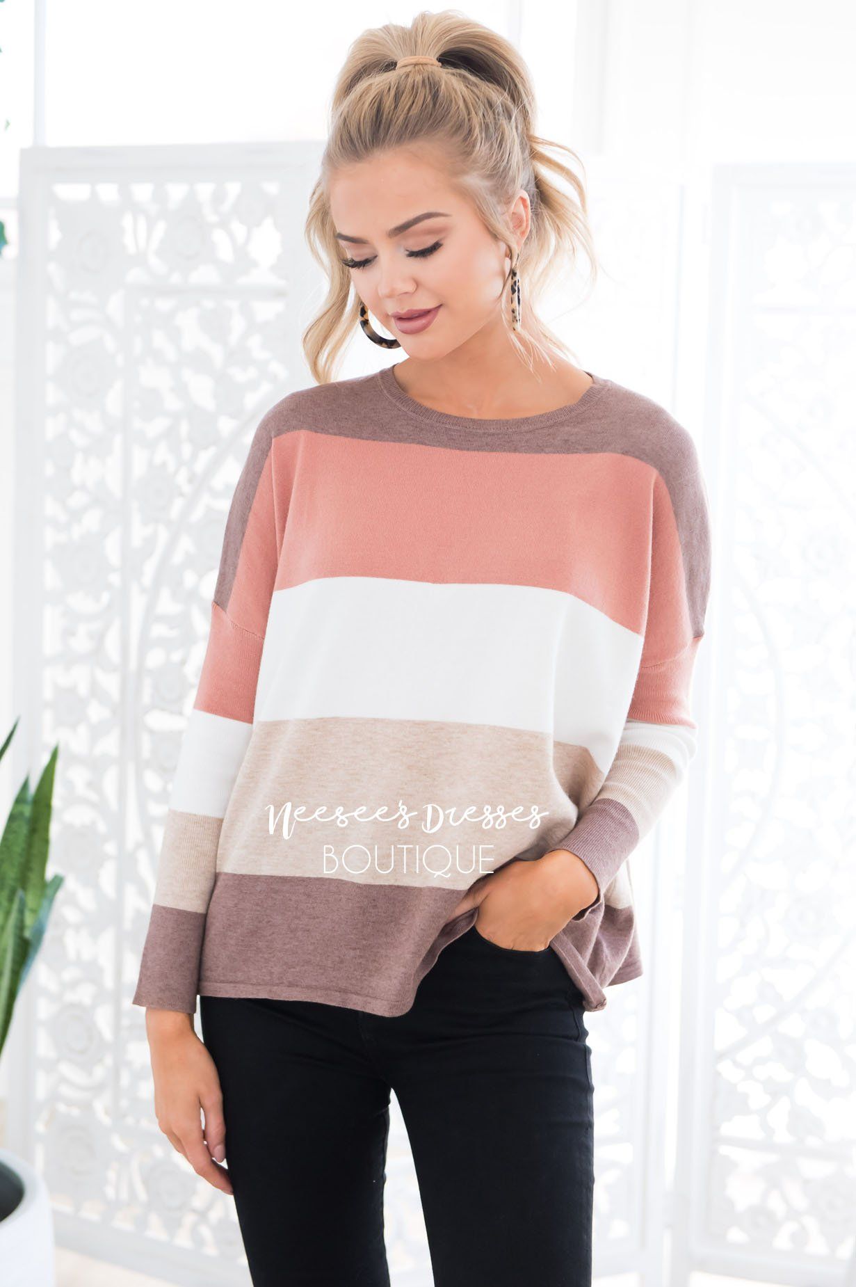 Hot Cocoa and Cream Block Sweater