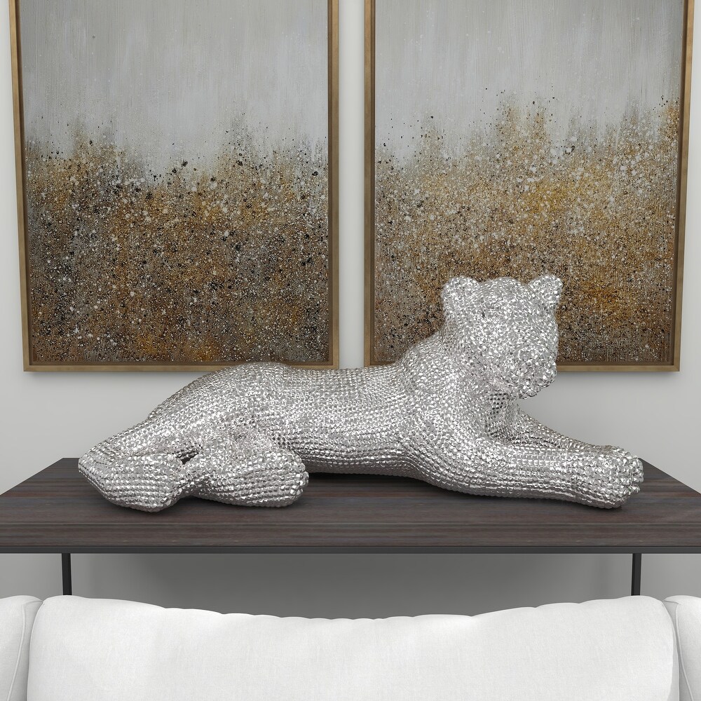 Polystone Glam Sculpture Leopard 14 x 39 x 19   39 x 19 x 14