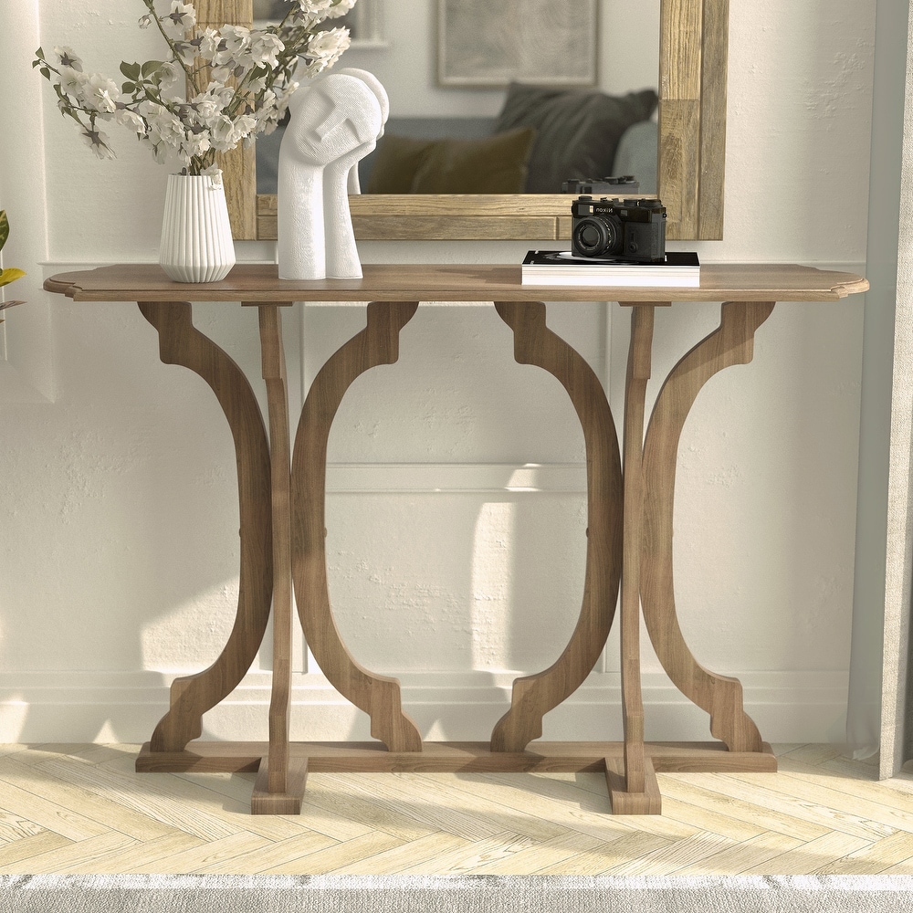 GALANO Doynton 45.9 in. Oval Solid Wood Console Table