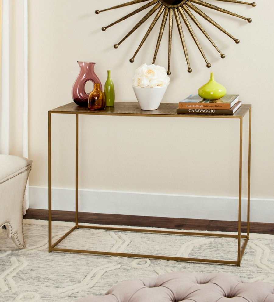 Chrissie Matrix Console  Antique Brass   Contemporary   Console Tables   by Rustic Home Furniture Deco  Houzz