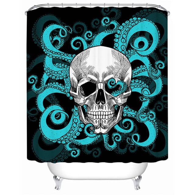 Skull Waterproof Octopus Tentacles Hand Shower Curtain