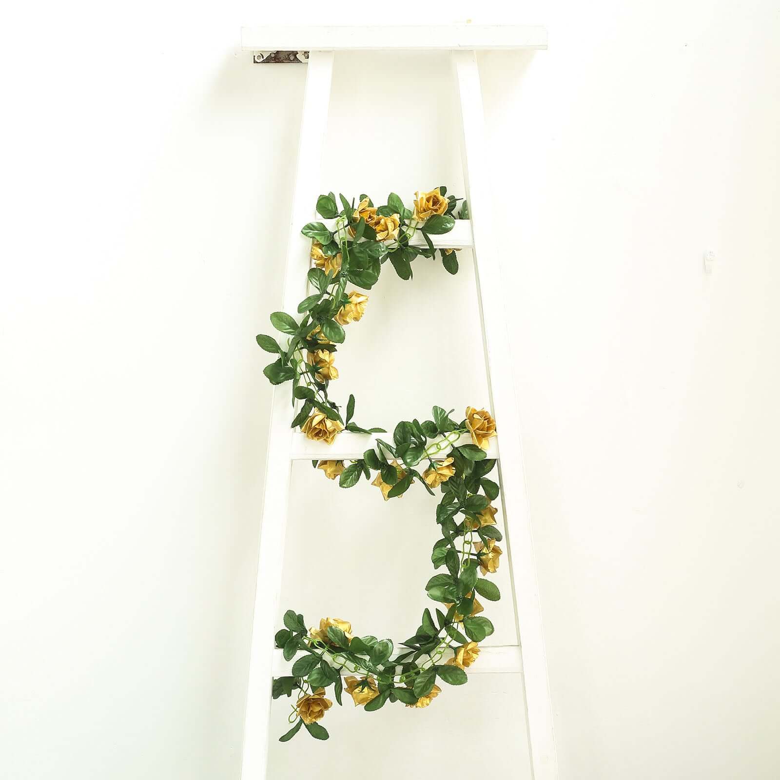 Gold Artificial Silk Rose Garland UV Protected Flower Chain 6ft