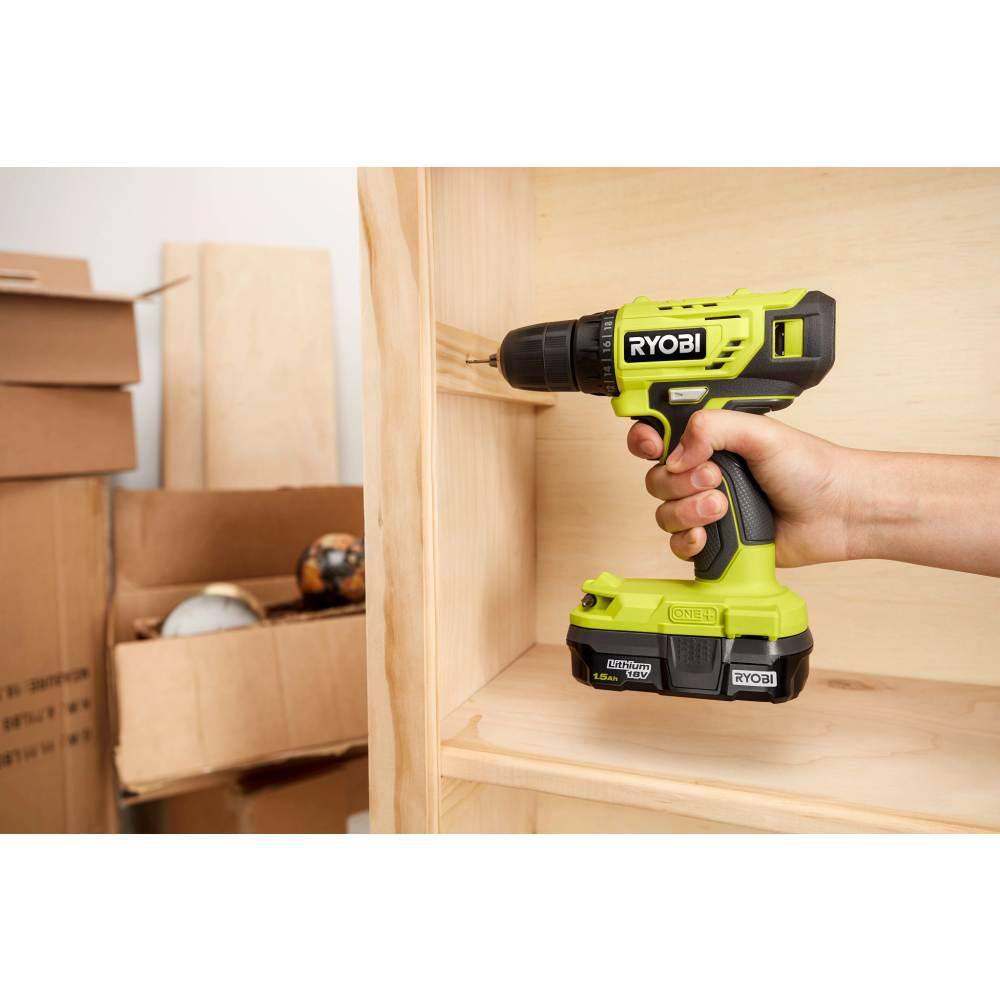 RYOBI ONE+ 18V Cordless 38 in. DrillDriver Kit with 1.5 Ah Battery Charger and Drill and Impact Drive Kit (40-Piece) PDD209K-A98401