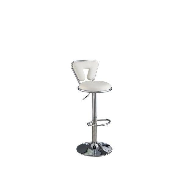 Adjustable Bar stool Gas lift Chair Faux Leather Chrome Base metal frame Modern Stylish Set of 2 Chairs