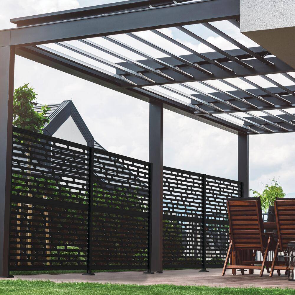 Barrette Outdoor Living 3 ft. x 6 ft. Matte Black Metal Frame Kit with Optic Black Decorative Screen Panel 73032563