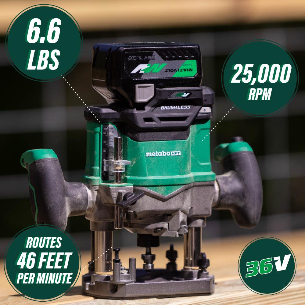 Metabo HPT 36V Cordless Plunge Router Kit 2 1/4 HP ;