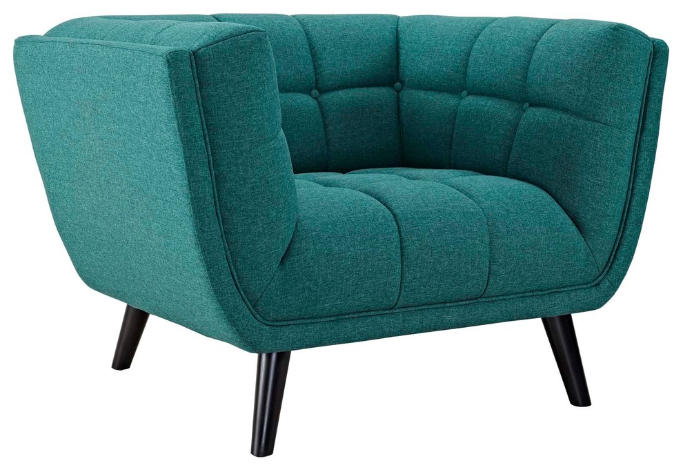 Bestow 3 Piece Upholstered Sofa Loveseat and Armchair Set  Teal   Midcentury   Living Room Furniture Sets   by Homesquare  Houzz