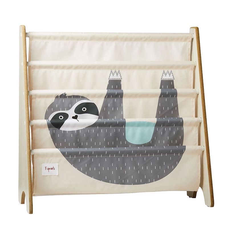 3 Sprouts Collapsible Kids Toy Chest Storage Bin and Bookshelf Rack， Sloth Print