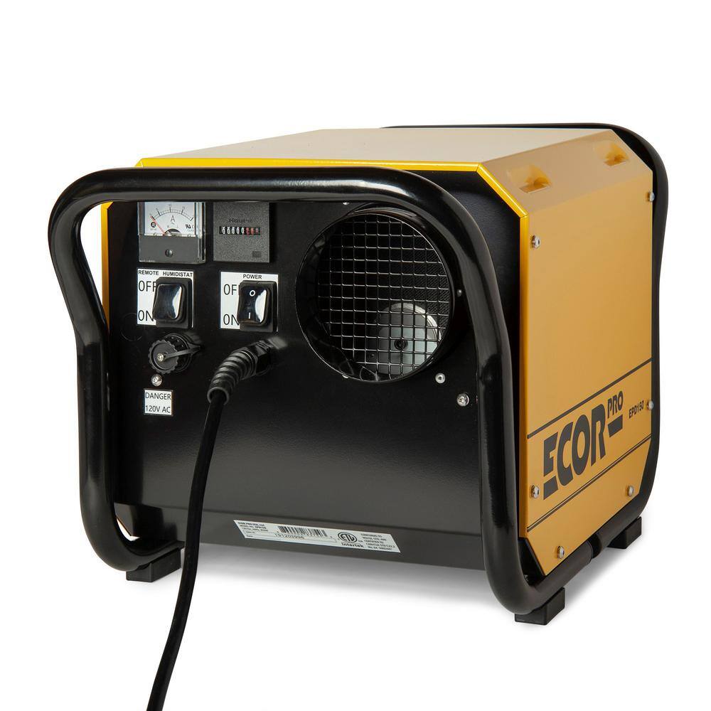 Ecor Pro 150 Pint Portable Industrial Desiccant Dehumidifier for Basement Crawl Space Whole House and Warehouses - Yellow EPD150