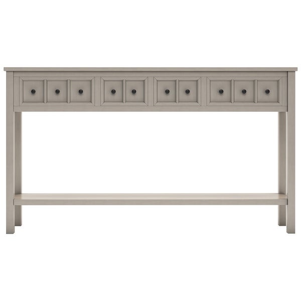 Homer Wooden Console Table with Four Drawers and Bottom Shelf (Gray Wash) - 60