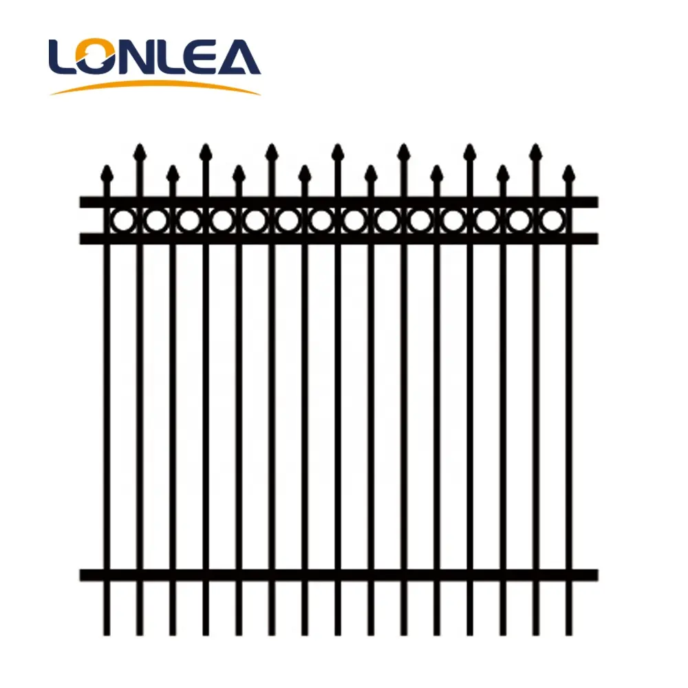 Garden Building Wrought Iron Steel Fencing Outdoor Metal Fence With Curved Top For Sale