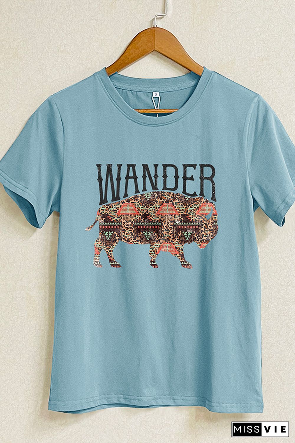 Wander Buffalo Southwestern Print Short Sleeve Graphic Tee Wholesale