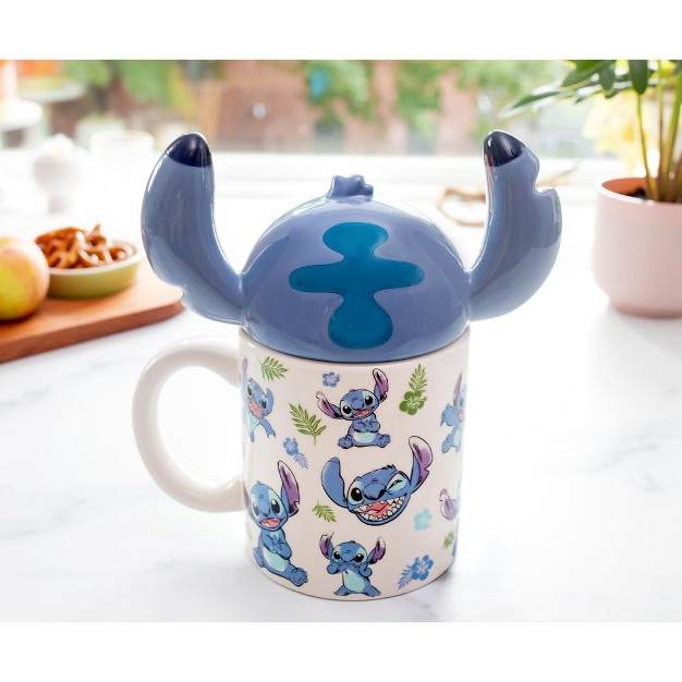 Silver Buffalo Disney Lilo amp Stitch Ceramic Mug With Sculpted Topper Holds 18 Ounces