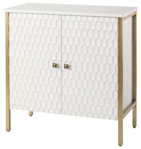 Savannah White Fir Veneer With Gold Metal Frame Accent Cabinet   Contemporary   Accent Chests And Cabinets   by Mercana  Houzz