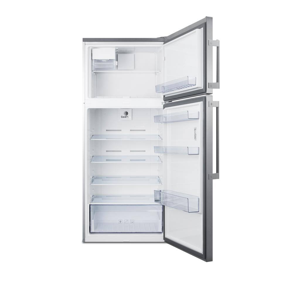 Summit Appliance 27.63 in. 12.6 cu. ft. Top Freezer Refrigerator in Stainless Steel Counter Depth FF1512SSIME