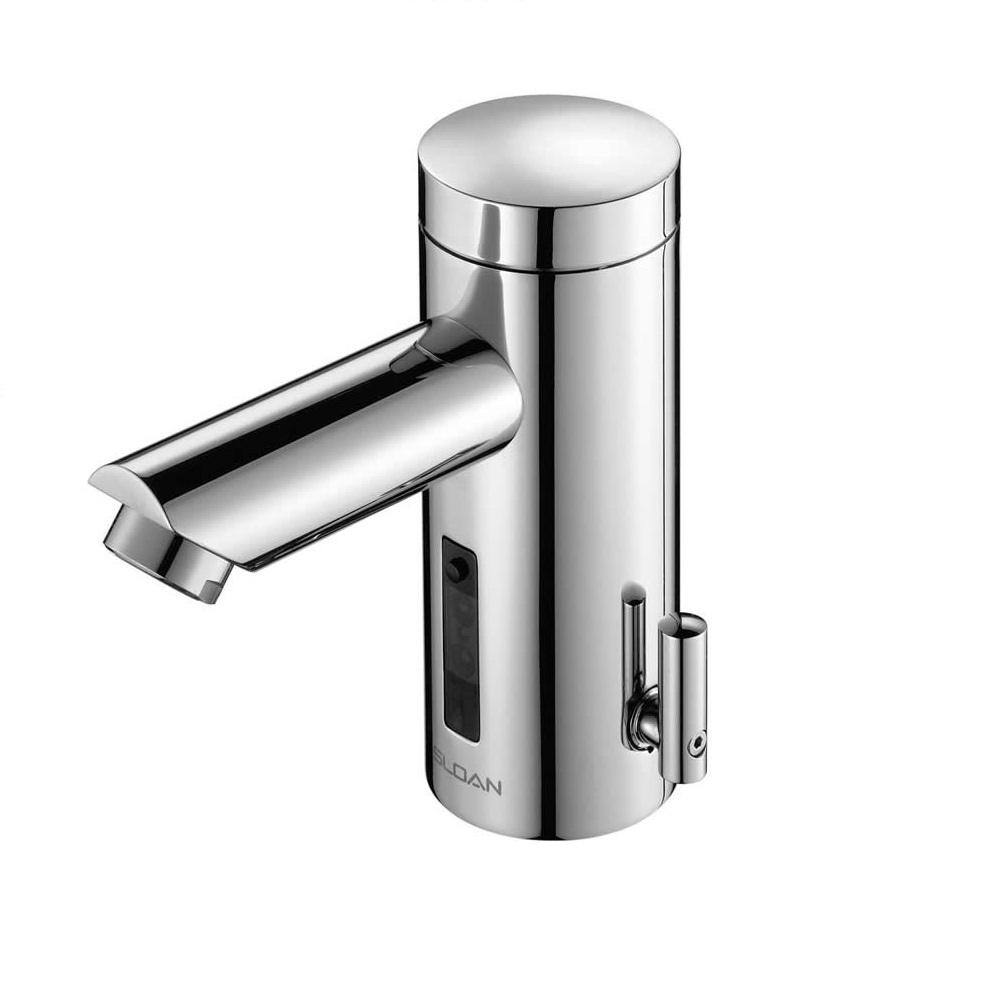 SLOAN Optima Hardwired Deck-Mounted Single Hole Touchless Bathroom Faucet in Polished Chrome with Integrated Side Mixer 3335051