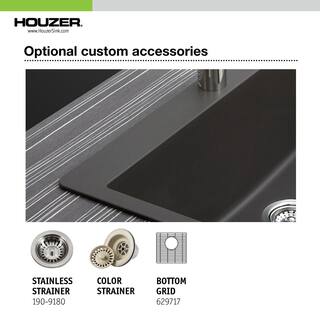 HOUZER Quartztone Granite Dual Mount 13 x 13 inch Single Bowl Bar Sink Black E-100 MIDNITE E-100 MIDNITE