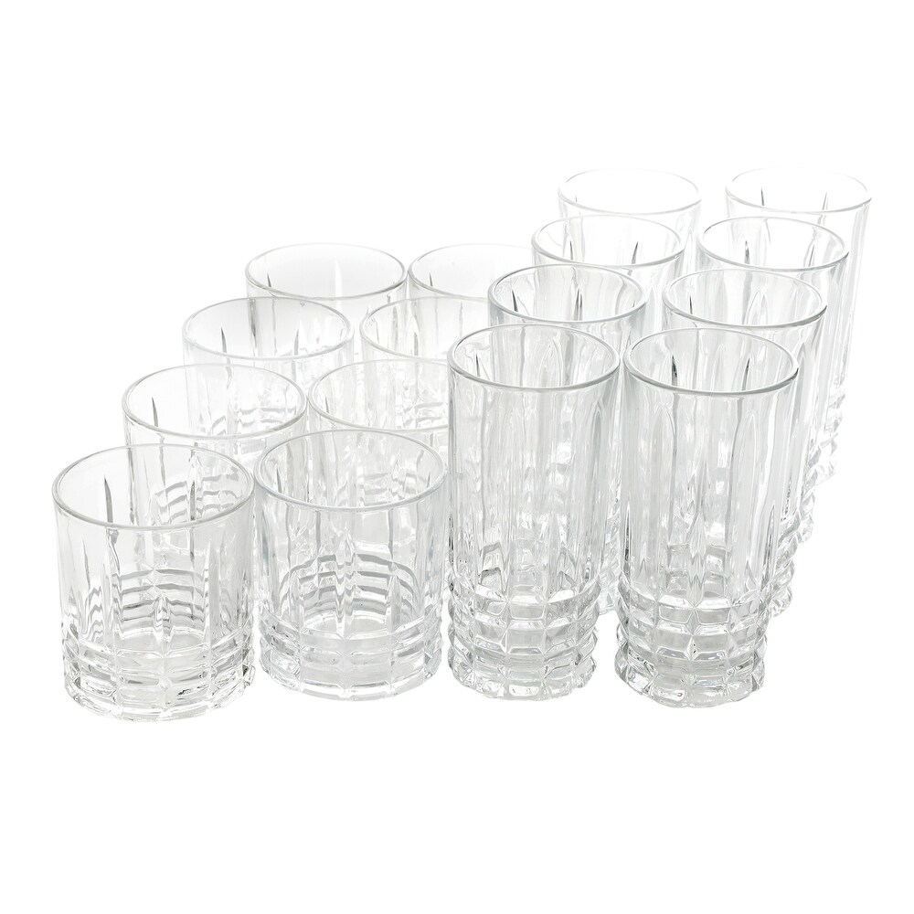 16 Piece Tumbler and Double Old Fashioned Glass Set   N/A