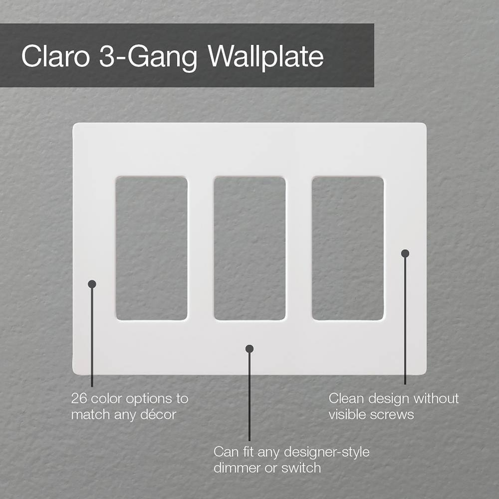 Lutron Claro 3 Gang Wall Plate for DecoratorRocker Switches Gloss White (CW-3-WH-2PK) (2-Pack) CW-3-WH-2PK