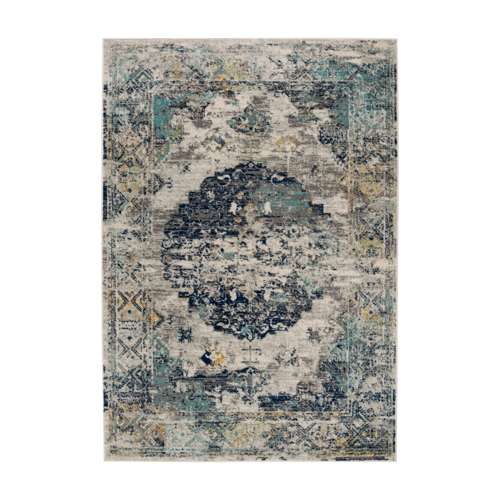 SAFAVIEH Madison Emil Overdyed Medallion Area Rug, Light Grey/Blue, 3' x 5'