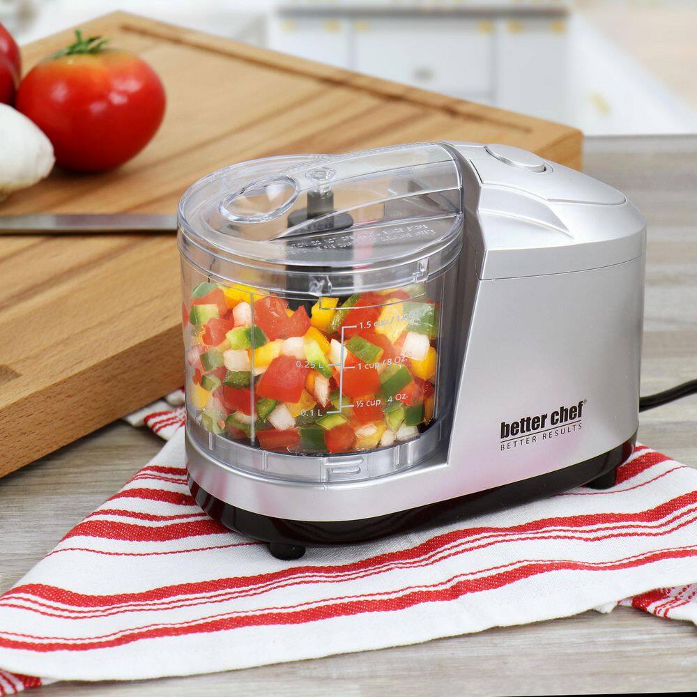 Better Chef 1.5-Cup Safety Lock Compact Chopper Food Processor in Silver 985118697M