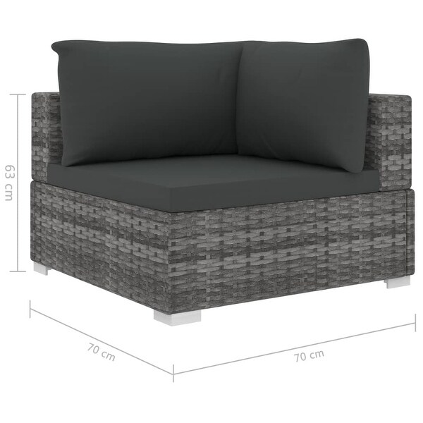 11 Piece Patio Lounge Set with Cushions Poly Rattan Gray - Overstock - 36363793