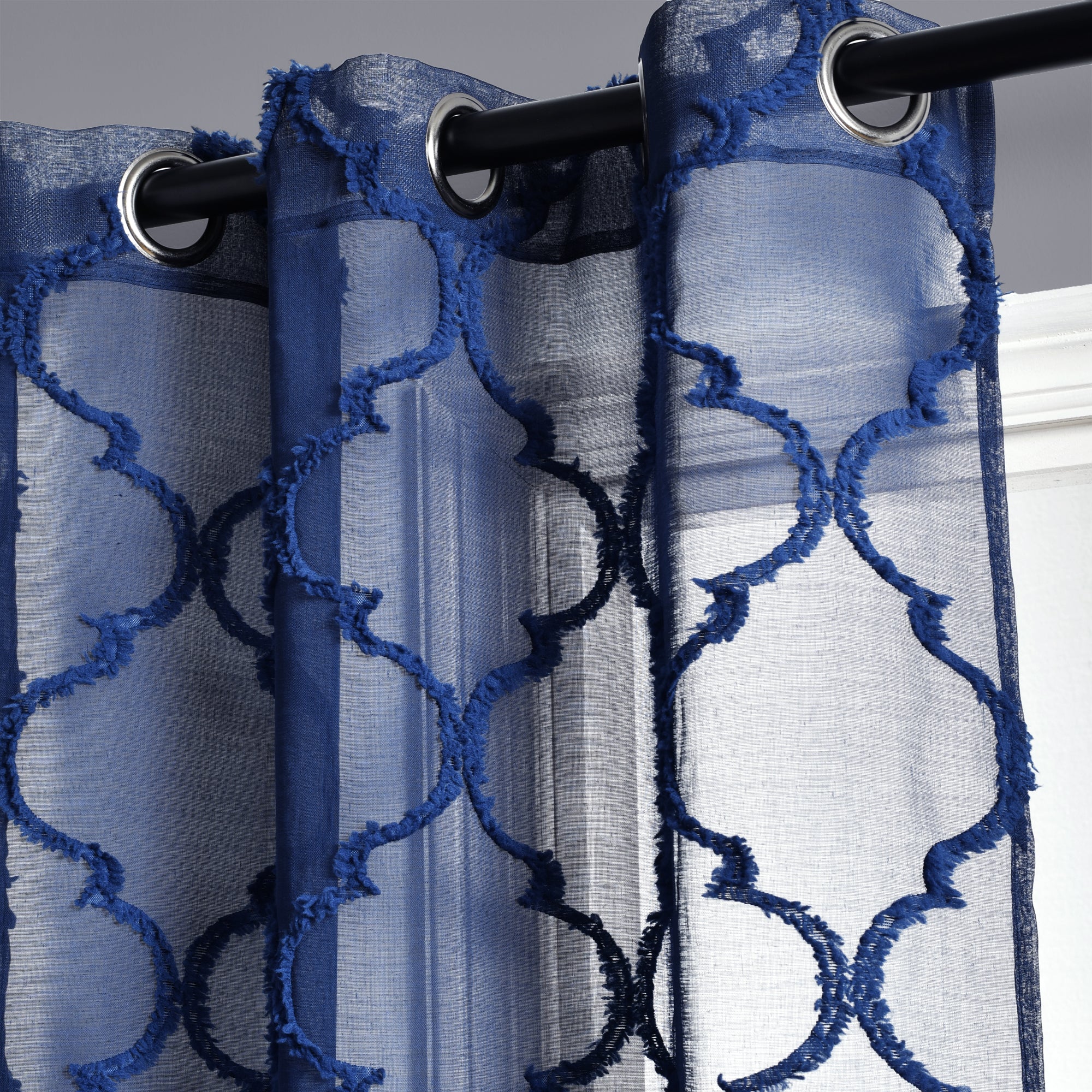 Avon Trellis Grommet Sheer Window Curtain Panel Set