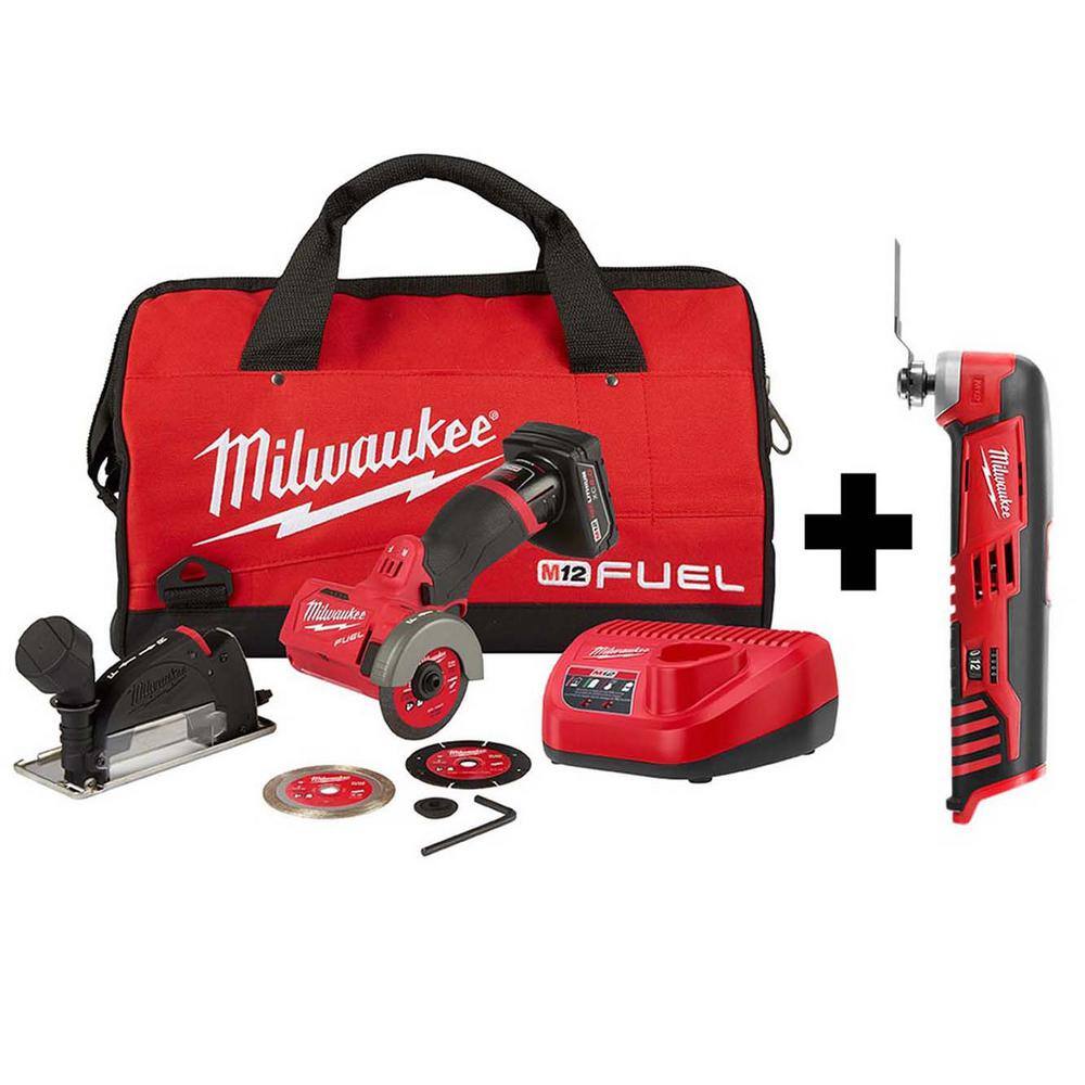 MW M12 FUEL 12V 3 in. Lithium-Ion Brushless Cordless Cut Off Saw Kit with M12 Oscillating Multi-Tool 2522-21XC-2426-20