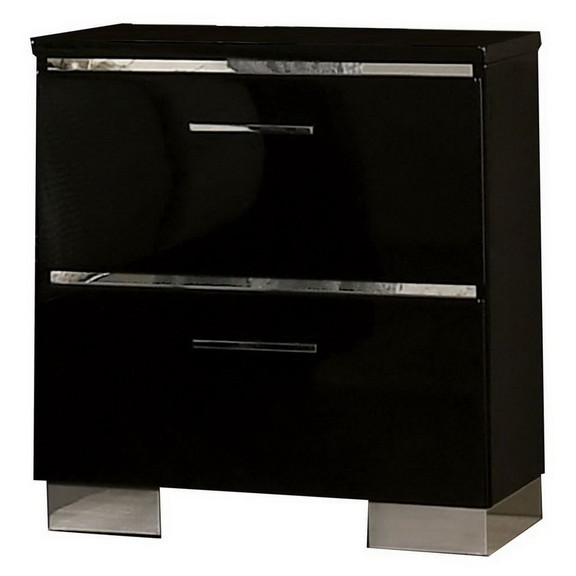 Benjara BM233858 Two Drawer Nightstand with USB Ch...