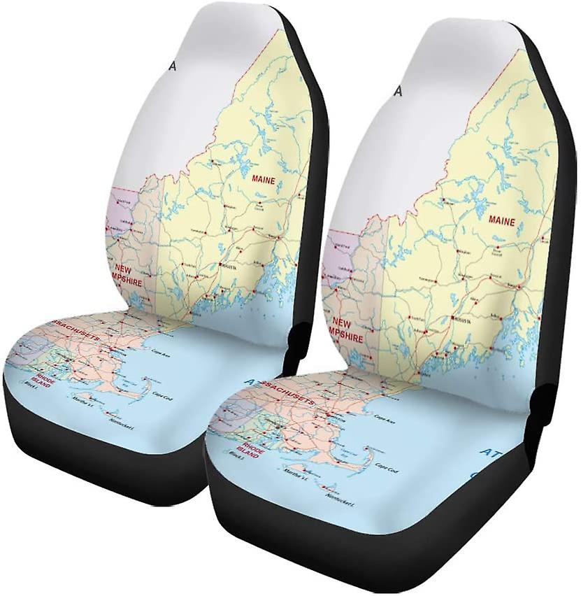 Set Of 2 Car Seat Covers Map Universal Auto Front Seats Protector Fits For Car，suv Sedan，truck D---42990