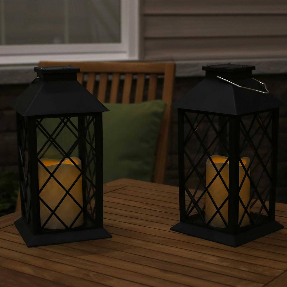 Sunnydaze Decor 11 in. Concord Black Solar LED Candle Outdoor Lantern (2-Pack) FOR-766-2PK