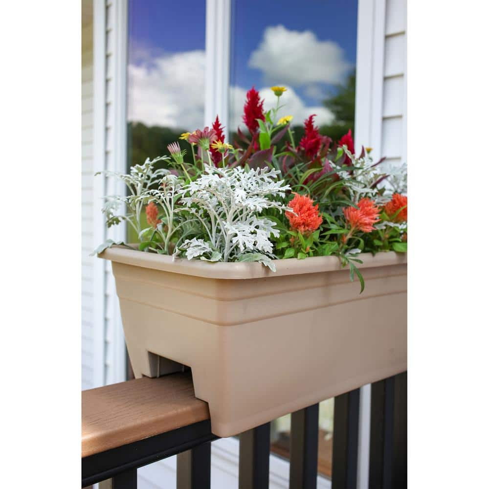 The HC Companies Durable 24 in. W Akro Deck Rail Box Plastic Planter and Plugs (2-Pack) 2 x SPX24DBOA10