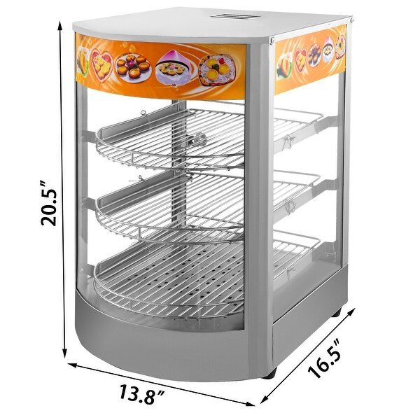 110V 14 inch Commercial Food Warmer Display 3-Tier 800W Electric bun warmer