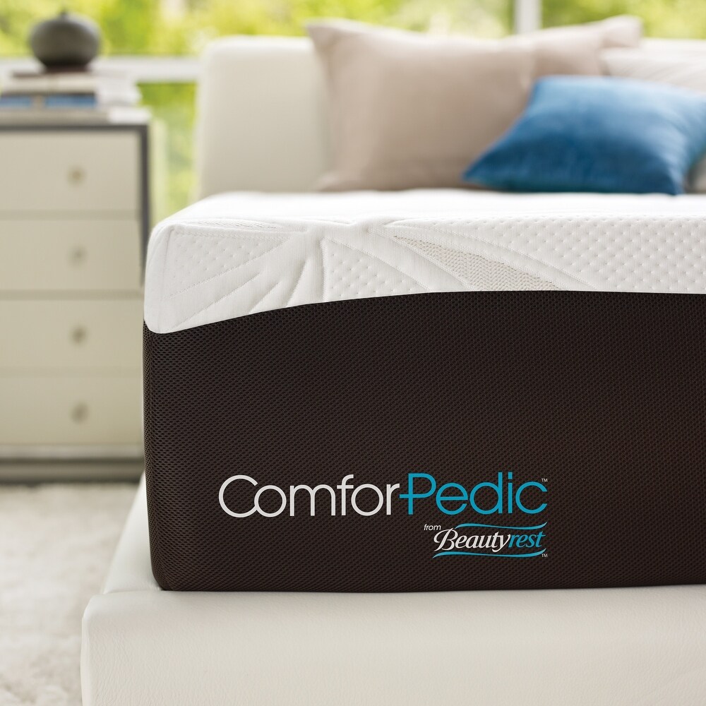 ComforPedic from Beautyrest Choose Your Comfort 10 inch Gel Memory Foam Mattress Set   White   White/Brown