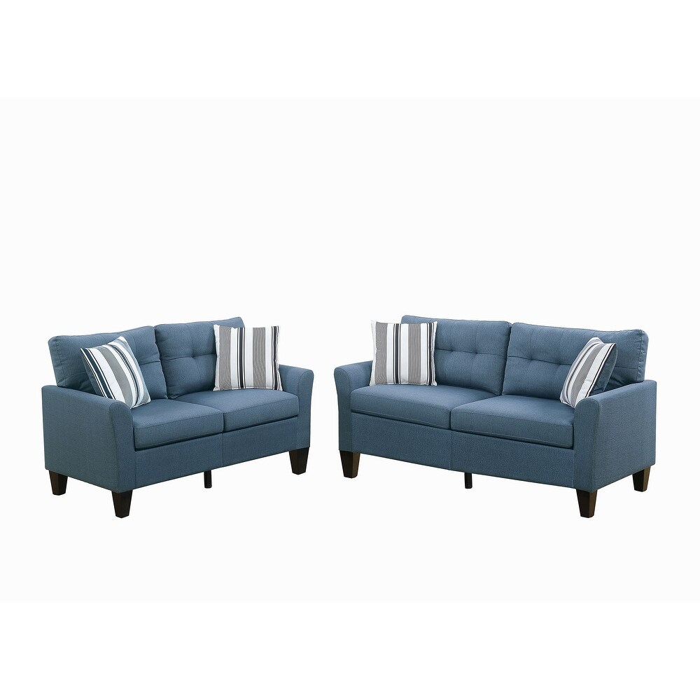 2 Piece Glossy Polyfiber Sofa Set