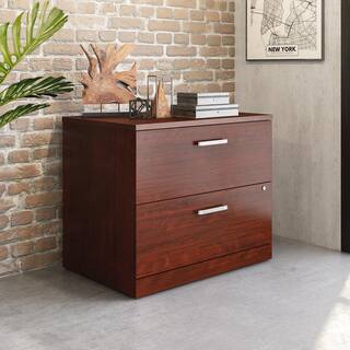 Affirm Classic Cherry Decorative Lateral File Cabinet with Locking Drawers 427868