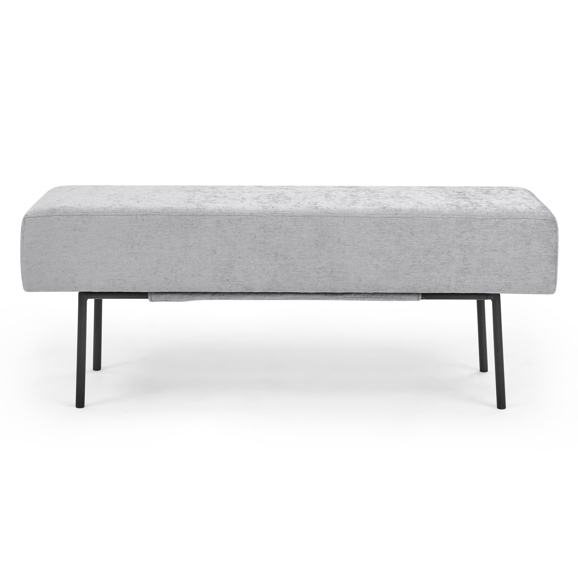 Contemporary Style Bedroom Chenille Upholstered Bench, Grey,( 45 x13x 17）