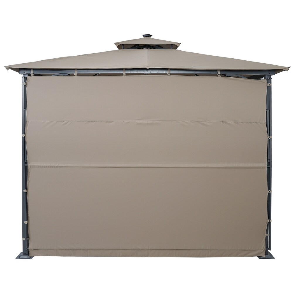 9.8ft.L x 9.8ft.W Gazebo with Extended Side Shed/Awning and LED Light