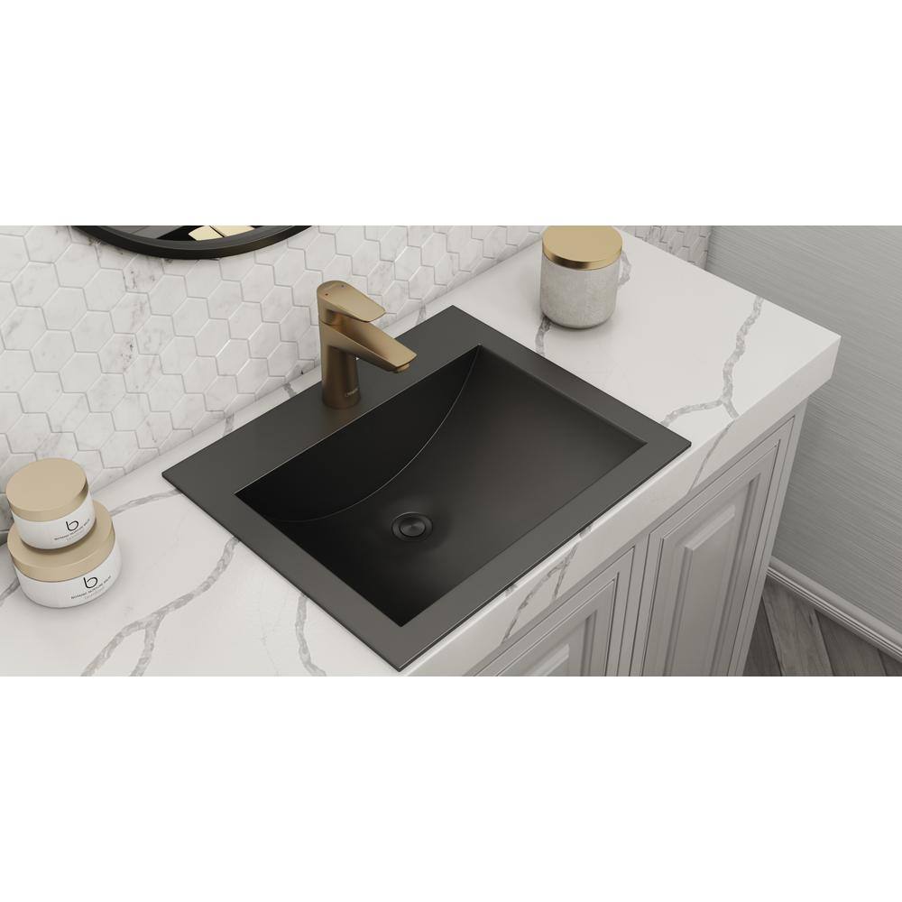 Ruvati 21 x 17 inch Gunmetal Black Drop-in Topmount Bathroom Sink Stainless Steel RVH5110BL