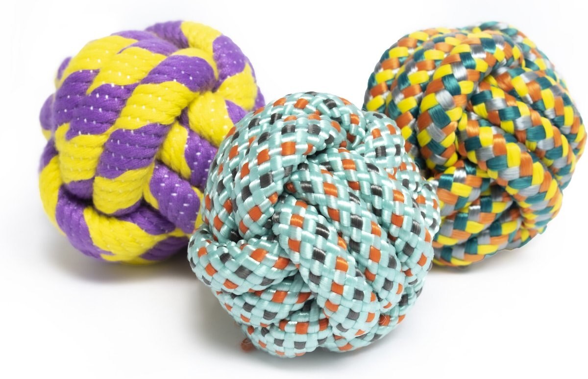 Roscoe's Pet Products Braided Rope Ball Dog Toy， Multi-Color