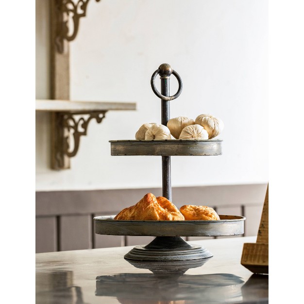 Metal Two Tier Serving Tray Storied Home