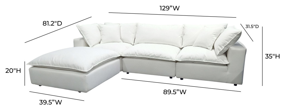 Cali Pearl Modular 4 Piece Sectional   Transitional   Sectional Sofas   by First of a Kind USA Inc  Houzz