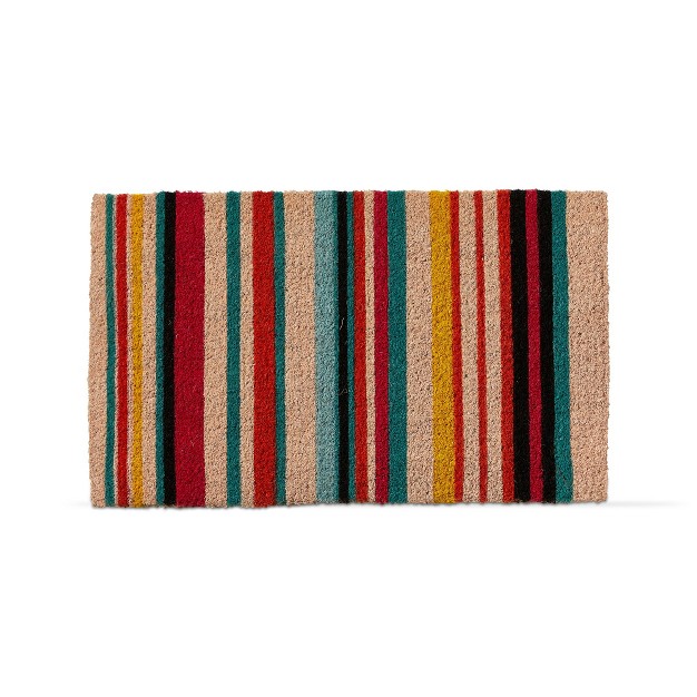 Makena Stripe Coir Mat Rectangle Indoor And Outdoor Coir Door Welcome Mat Multicolored