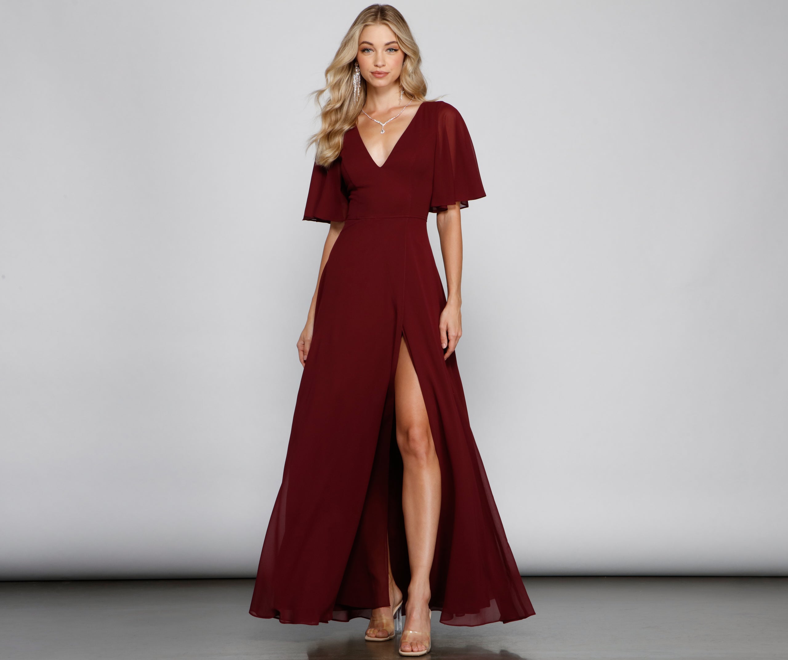 Greta Formal High Slit Chiffon Dress