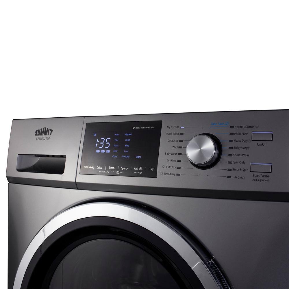 Summit Appliance 2.7 cu. ft. 24 in. All-in-One Ventless Electric Washer Dryer Combo in Platinum SPWD2203PE